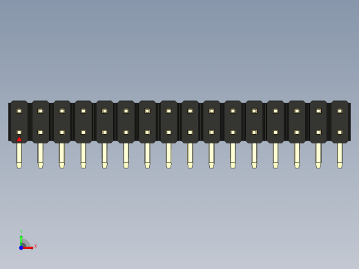 彩色公排针 100mil 2.54mm 系列-DS1022_black_2x16p_100mil_TypeD_rev1.0前视缩略图
