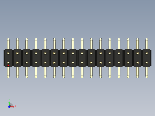 彩色公排针 100mil 2.54mm 系列-DS1022_black_32p_100mil_TypeSMT_rev1.0前视缩略图