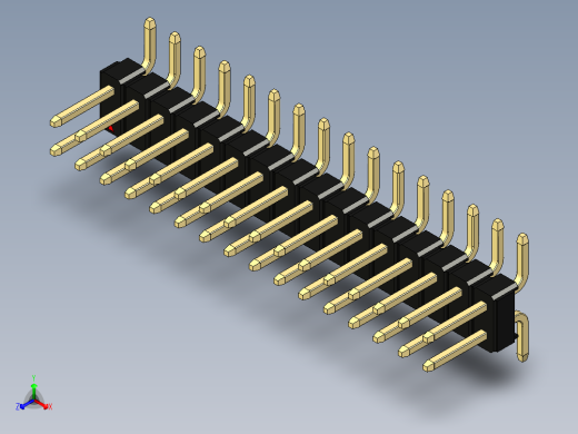 彩色公排针 100mil 2.54mm 系列-DS1022_black_32p_100mil_TypeSMT_rev1.0正等轴测缩略图