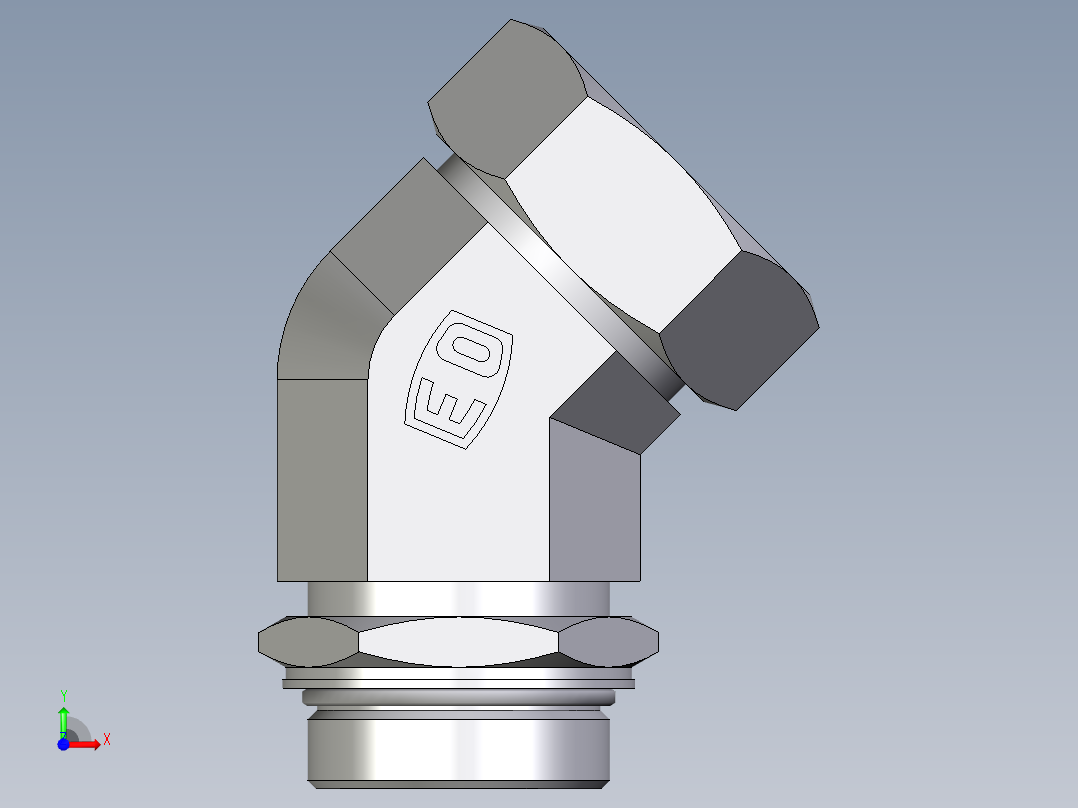 卡套式工业通用硬管接头EO_Adjustable_locknut_45_deg_elbow_VEE42LMORCF前视图