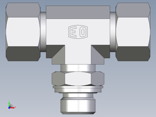 卡套式工业通用硬管接头EO_Adjustable_locknut_branch_tee_TEE16SRCF前视缩略图