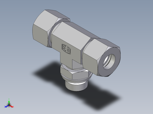 卡套式工业通用硬管接头EO_Adjustable_locknut_branch_tee_TEE16SRCF正等轴测缩略图