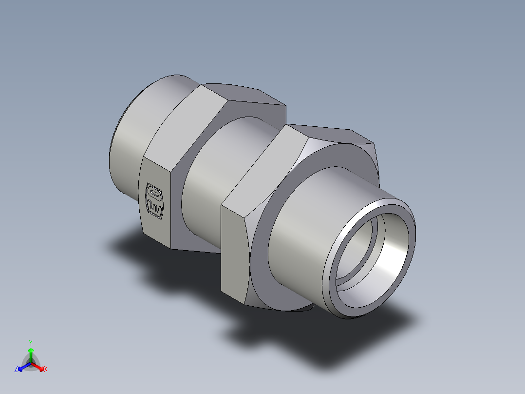 卡套式工业通用硬管接头EO_Bulkhead_union_SV18LOMDCF正等轴测图