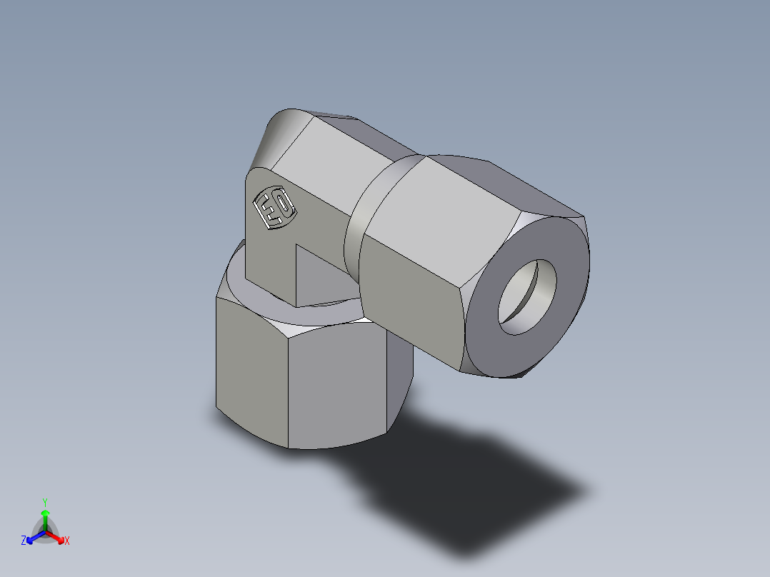卡套式工业通用硬管接头EO_Swivel_nut_elbow_EW08ZLCF主视图