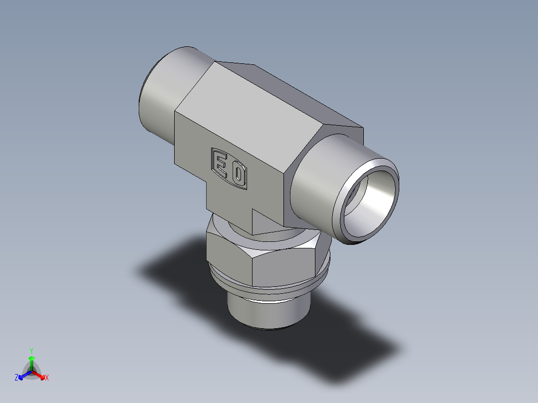 卡套式工业通用硬管接头EO_Adjustable_locknut_branch_tee_TEE10LMOMDCF主视图