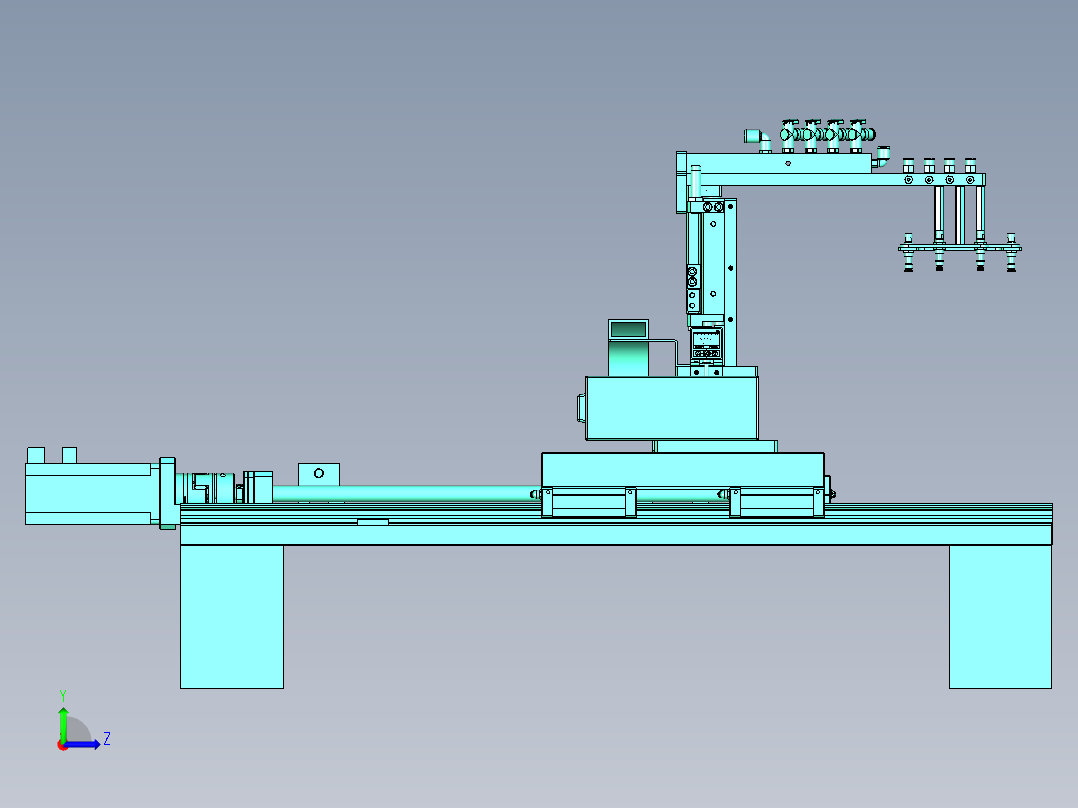 多轴移动式吸盘取料机构左视图