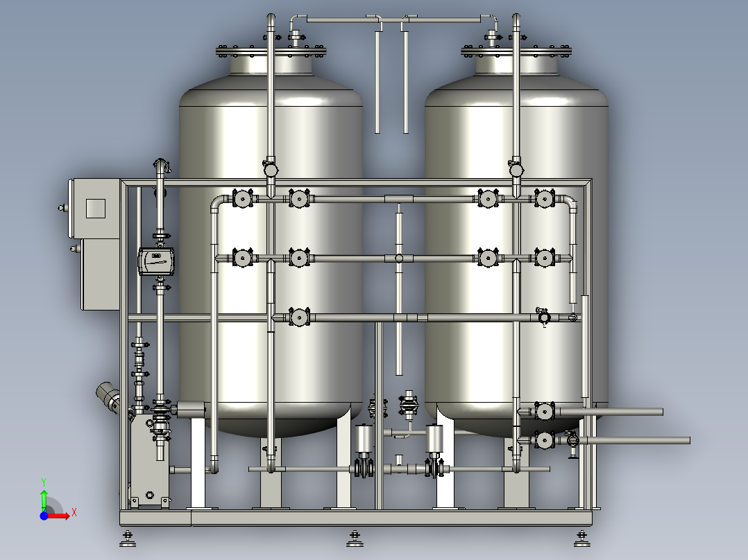 矿泉水生产用活性炭净水装置前视图