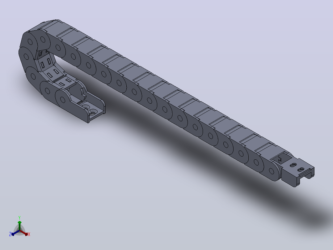 内高15内侧打开型TA半封闭式拖链[DSL15HTA-15-15-R28-20-A1]正等轴测图