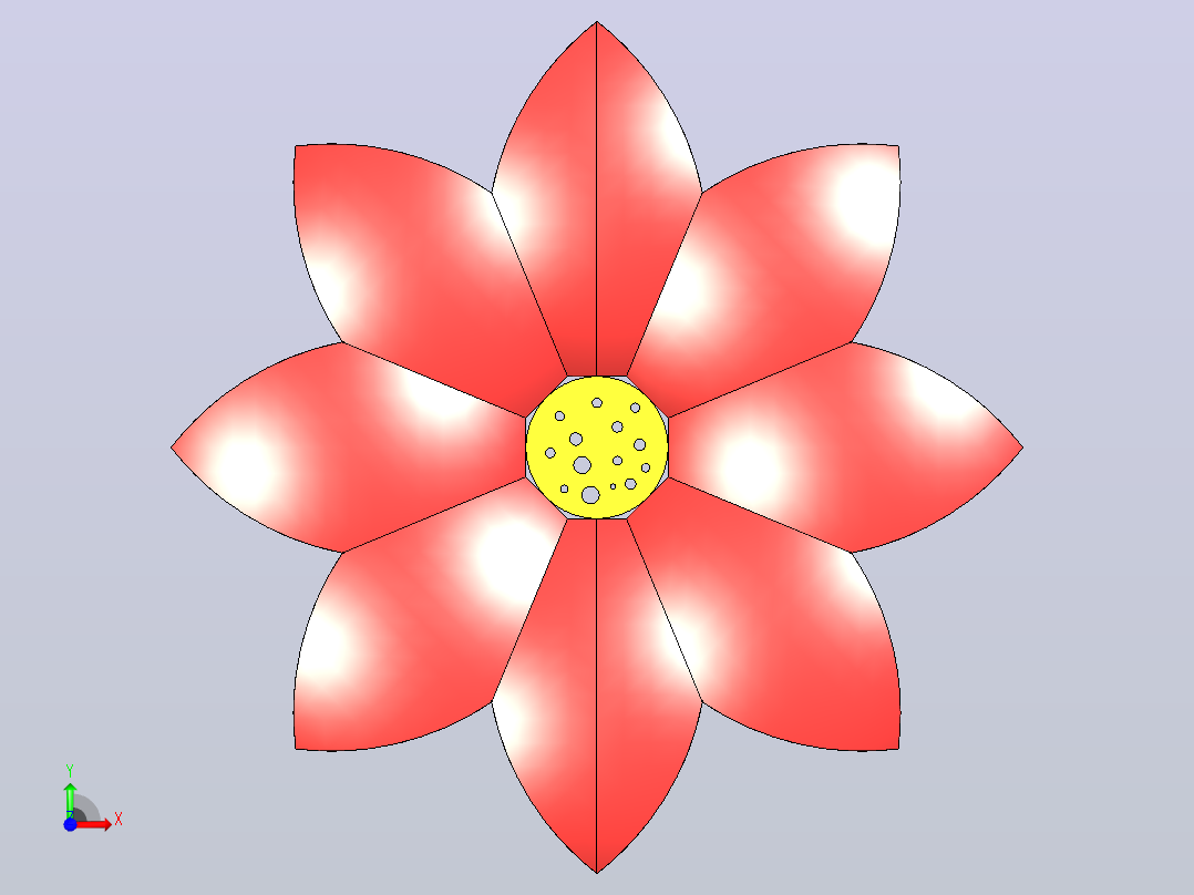 花卉3D设计优雅逼真花卉模型前视图