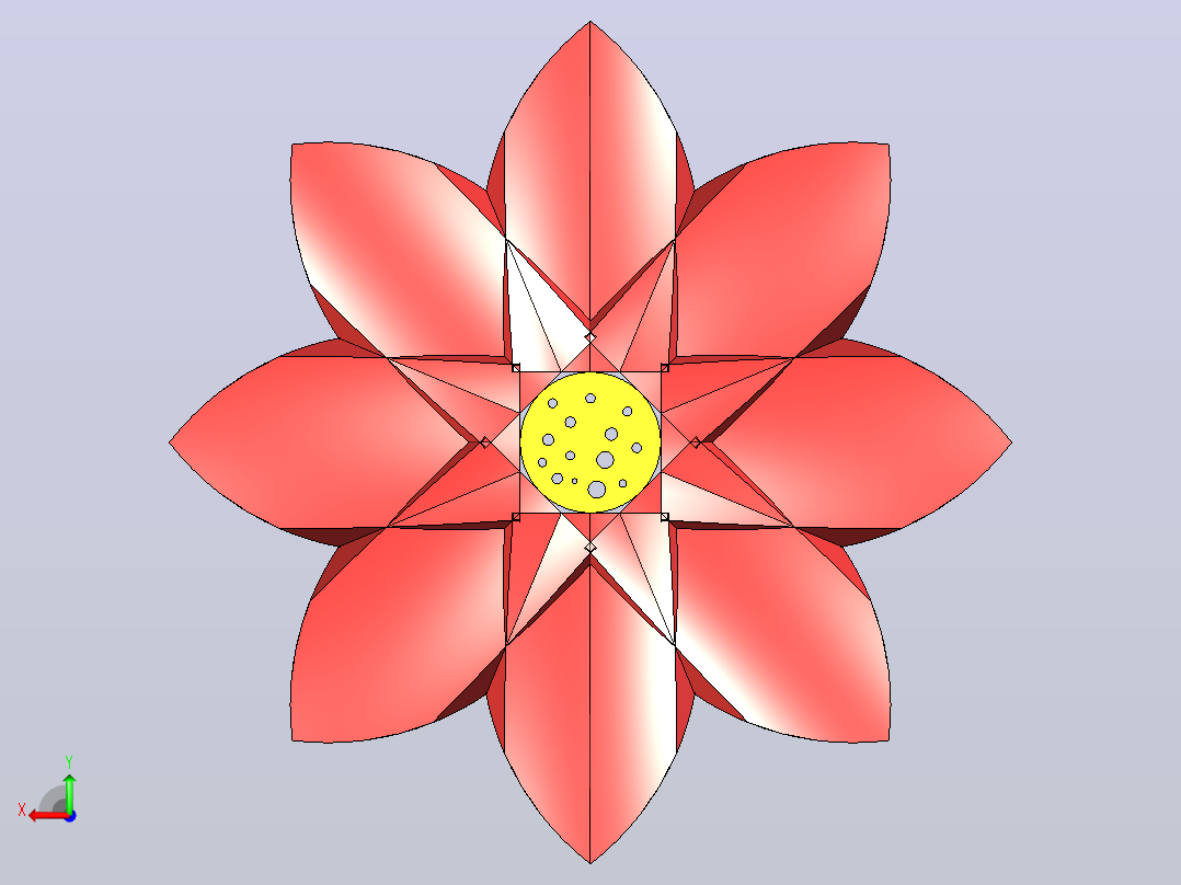 花卉3D设计优雅逼真花卉模型后视图