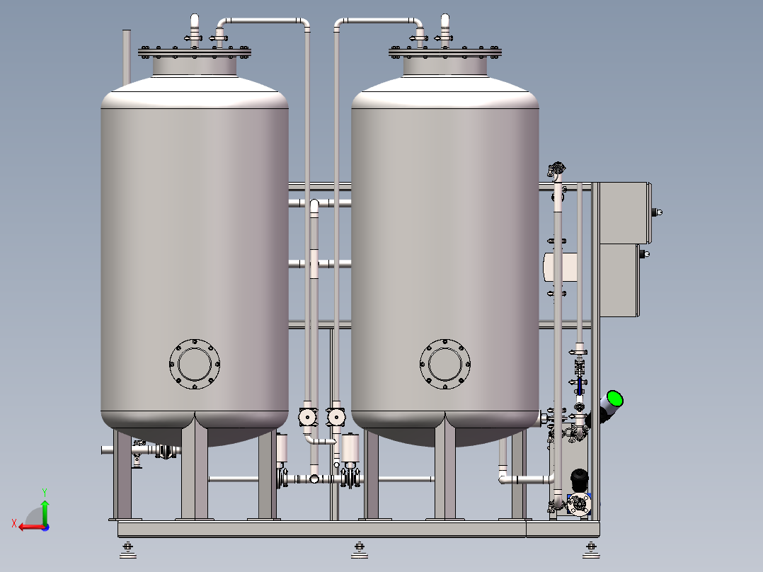水处理模块之多介质&活性炭模块后视图