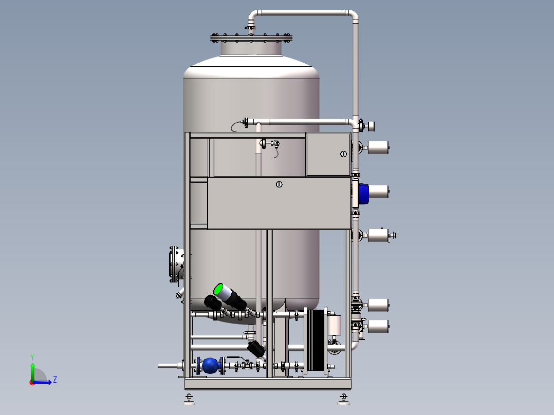 水处理模块之多介质&活性炭模块左视图