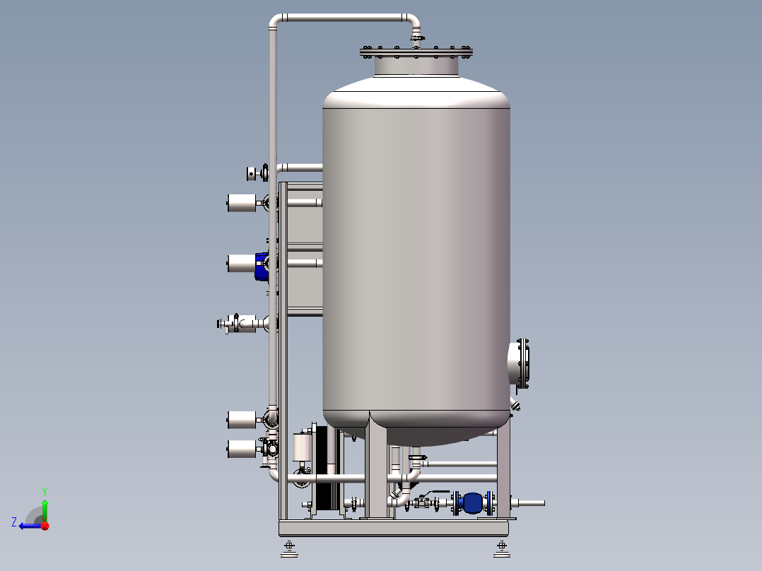 水处理模块之多介质&活性炭模块右视图