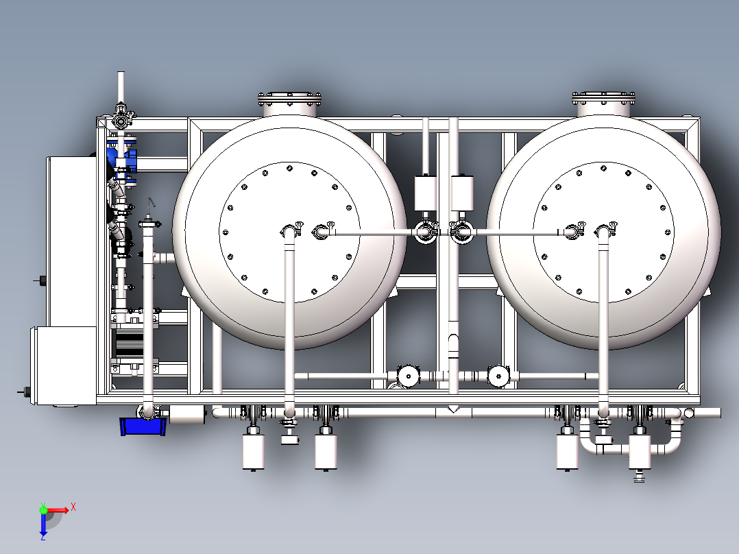 水处理模块之多介质&活性炭模块俯视图