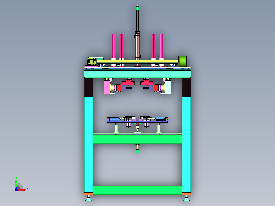 180°翻转后平行移载机构前视图