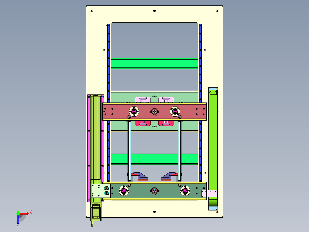 180°翻转后平行移载机构俯视图