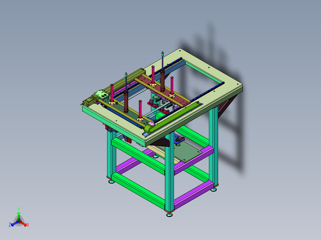 180°翻转后平行移载机构正等轴测图