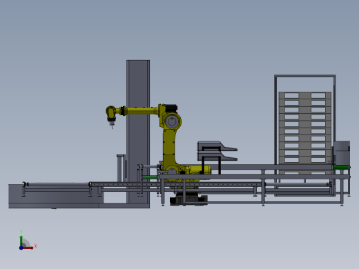 机器人码垛生产线3D图纸非标自动化设备3D图纸3D设计前视缩略图