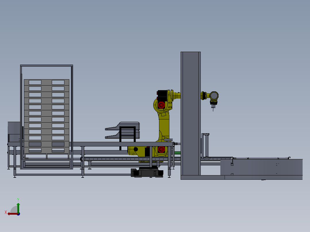 机器人码垛生产线3D图纸非标自动化设备3D图纸3D设计后视图