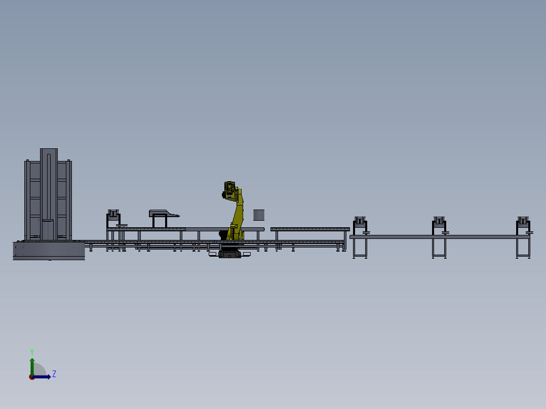 机器人码垛生产线3D图纸非标自动化设备3D图纸3D设计左视图
