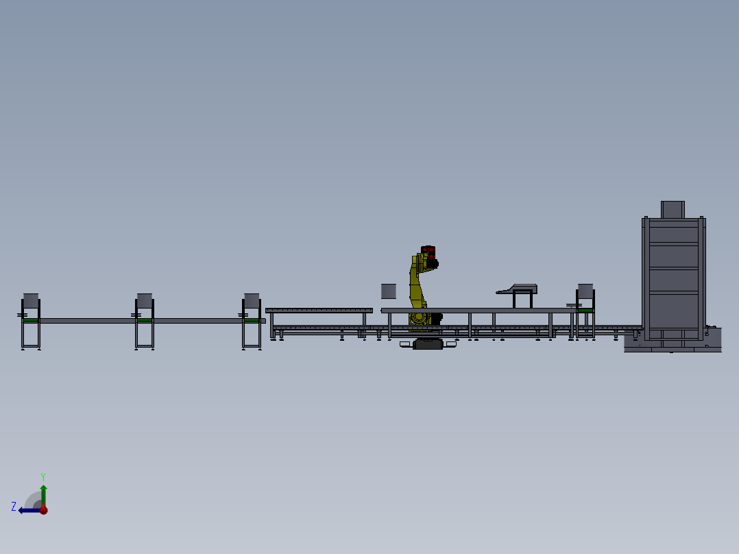 机器人码垛生产线3D图纸非标自动化设备3D图纸3D设计右视图