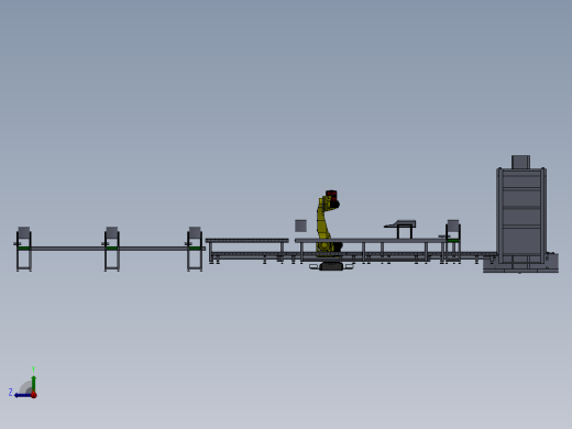 机器人码垛生产线3D图纸非标自动化设备3D图纸3D设计右视缩略图