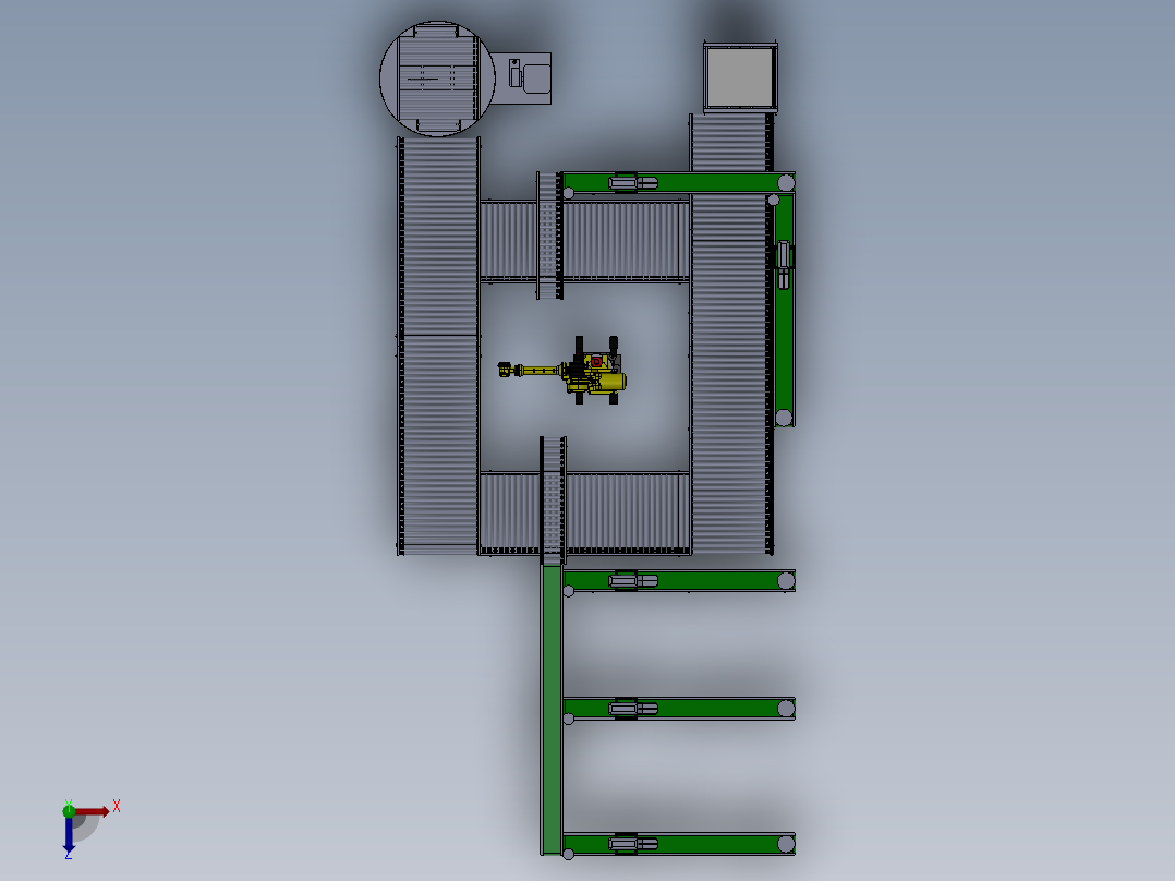 机器人码垛生产线3D图纸非标自动化设备3D图纸3D设计俯视图