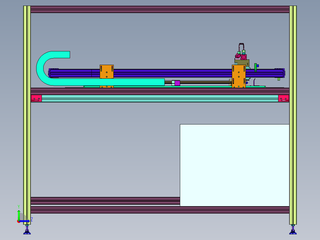 天窗铝轨直线喷油设备左视图