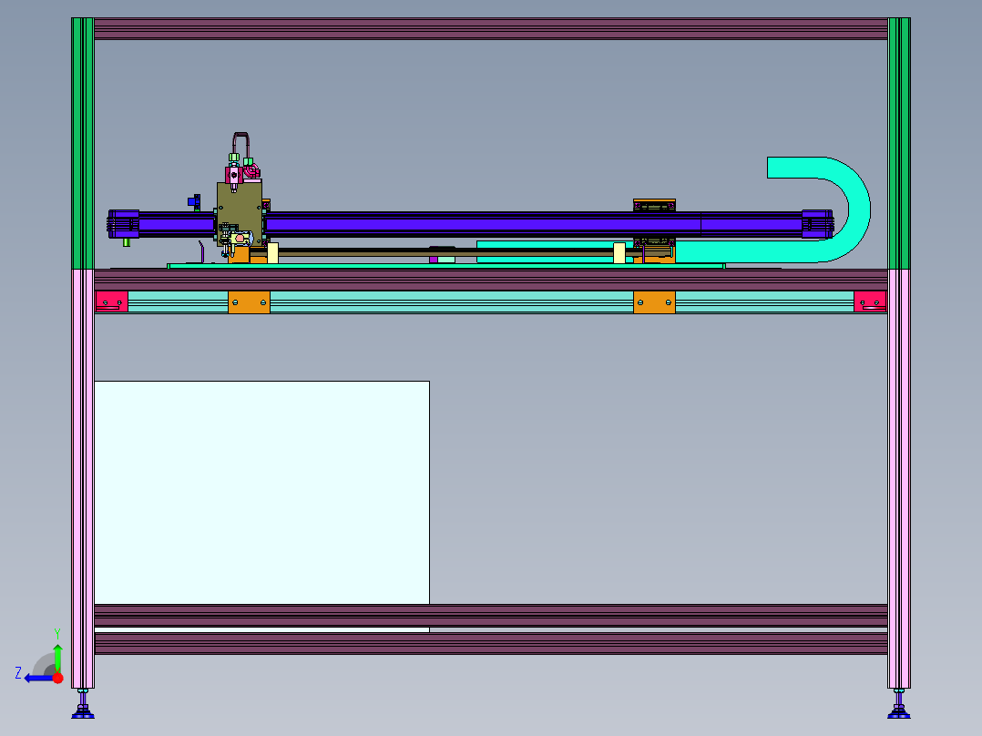 天窗铝轨直线喷油设备右视图