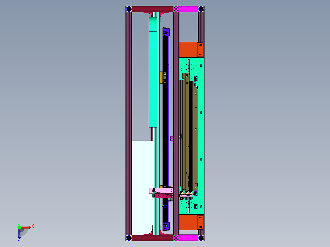 天窗铝轨直线喷油设备俯视图