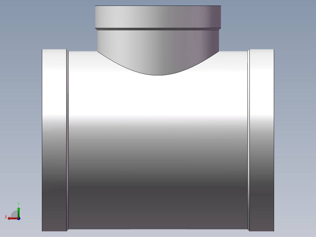 三通-异径 DN80-DN50后视图
