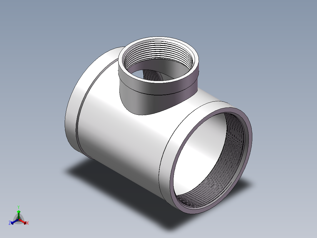 三通-异径 DN80-DN50正等轴测图