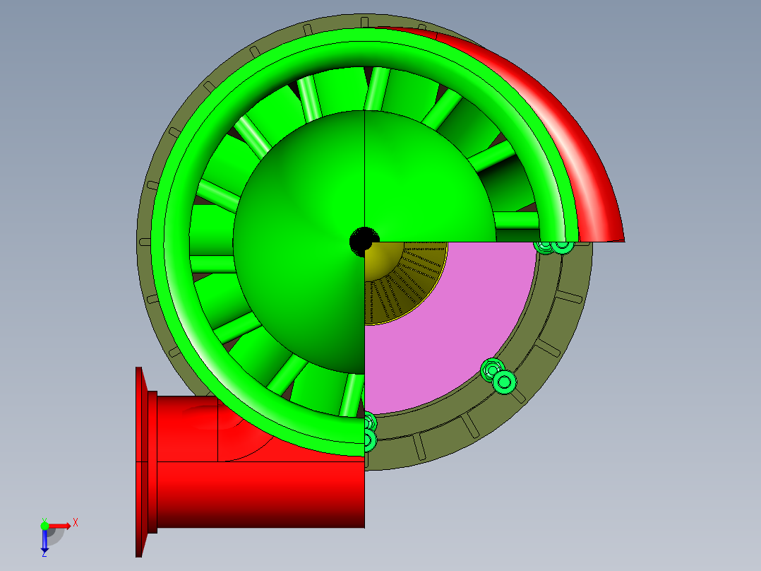 电动机驱动特斯拉涡轮泵俯视图