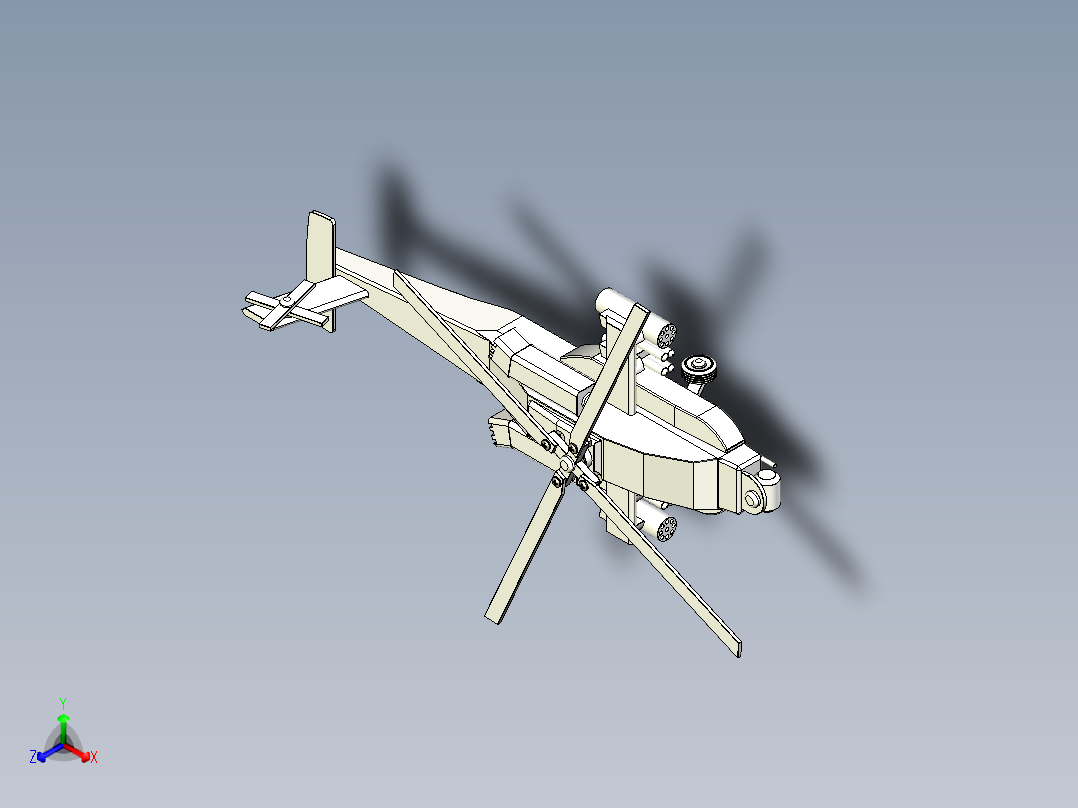 阿帕奇直升机木制玩具正等轴测图