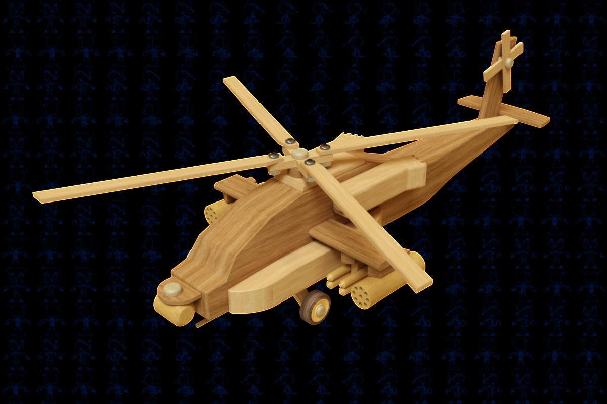 阿帕奇直升机木制玩具