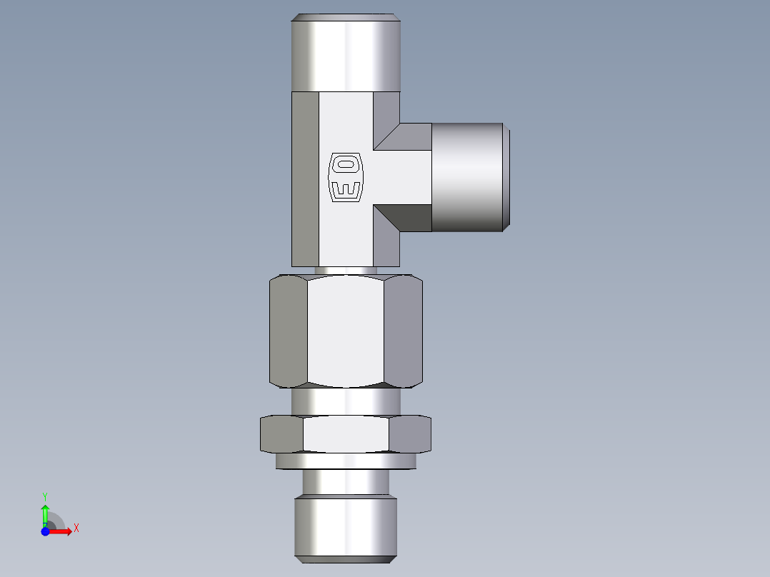 卡套式工业通用硬管接头EO_Assembled_adjustable_standpipe_run_tee_EVL08LROMD71前视图