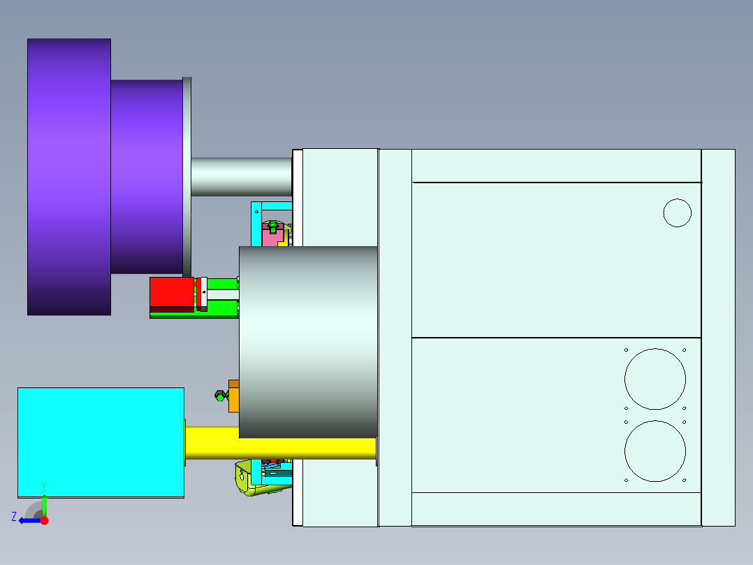 自动铆接螺丝螺帽C型环的机器右视图