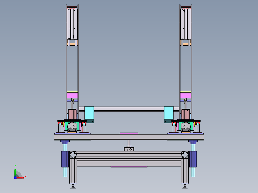 气缸驱动90度98寸电视立直机（sw16可编辑+工程图）前视图