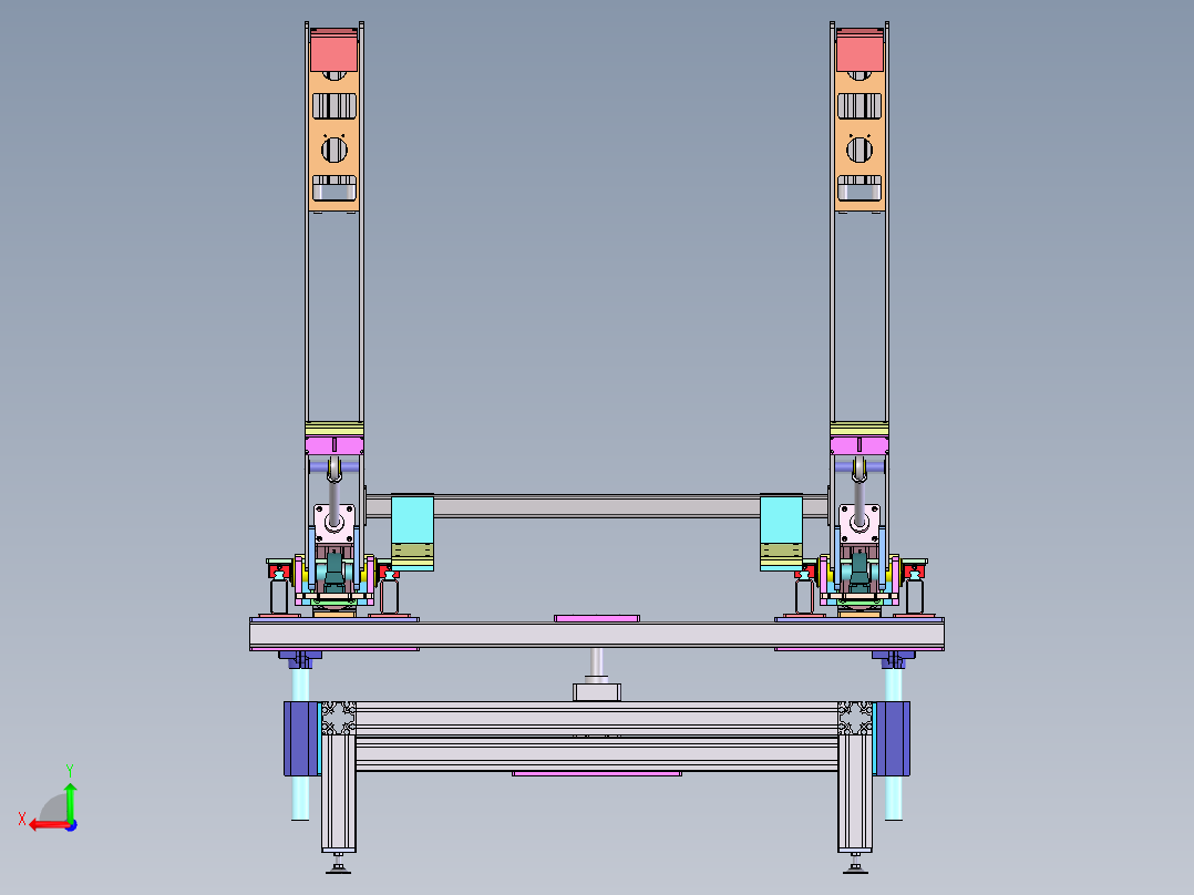 气缸驱动90度98寸电视立直机（sw16可编辑+工程图）后视图