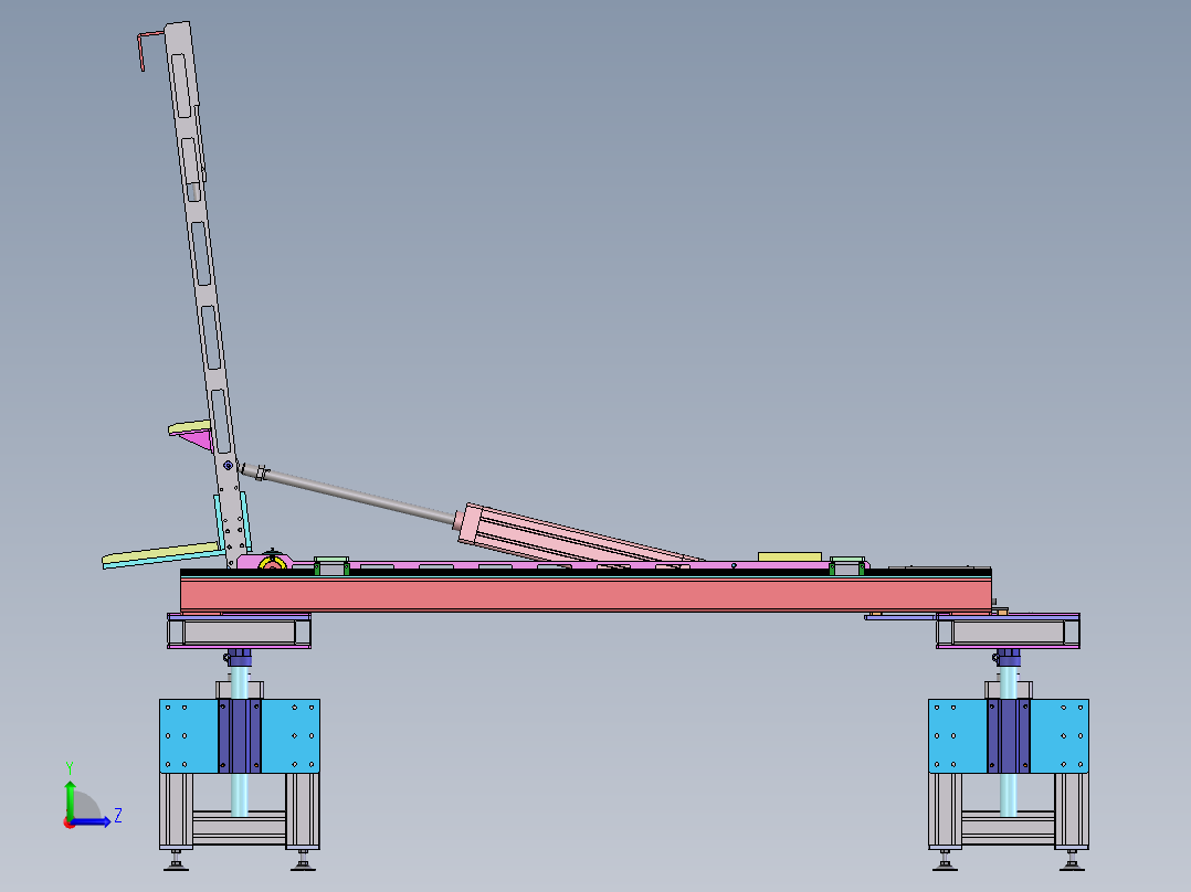 气缸驱动90度98寸电视立直机（sw16可编辑+工程图）左视图