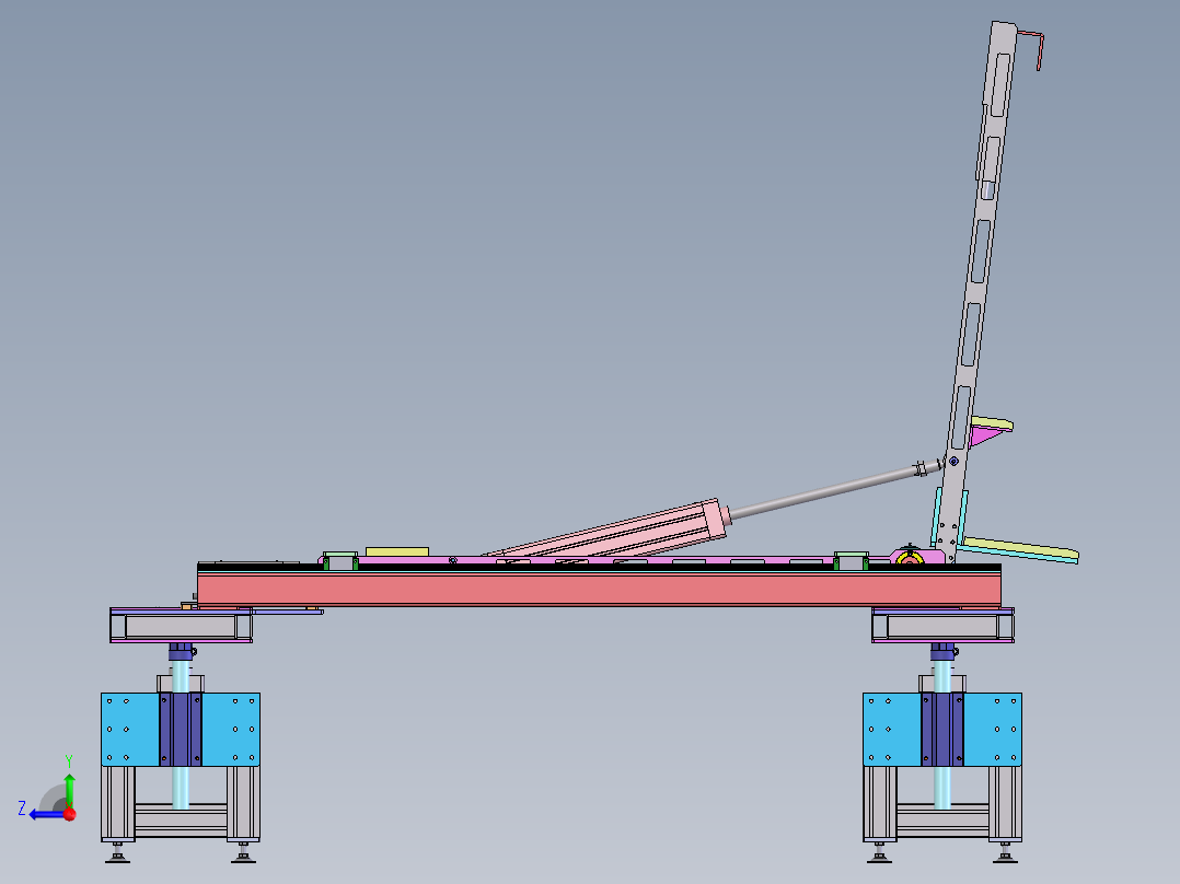 气缸驱动90度98寸电视立直机（sw16可编辑+工程图）右视图