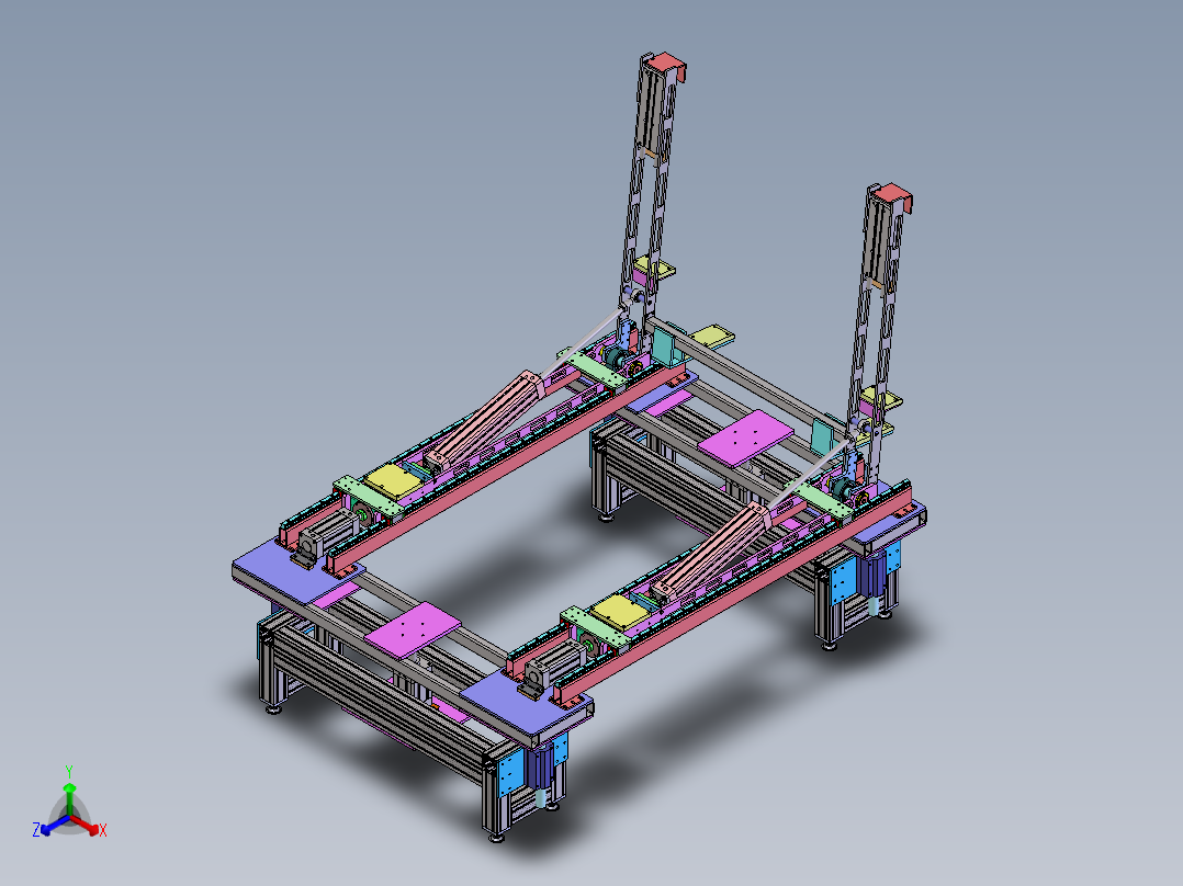 气缸驱动90度98寸电视立直机（sw16可编辑+工程图）正等轴测图