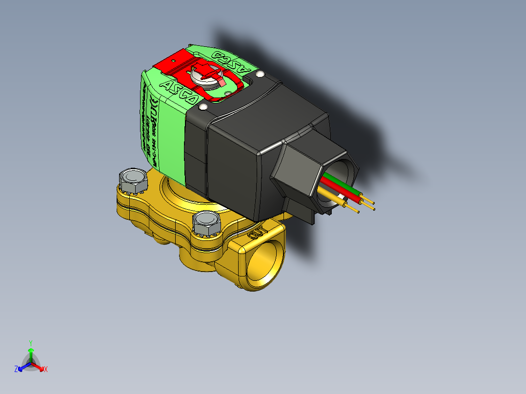 电磁阀 100-240 交流直流正等轴测图