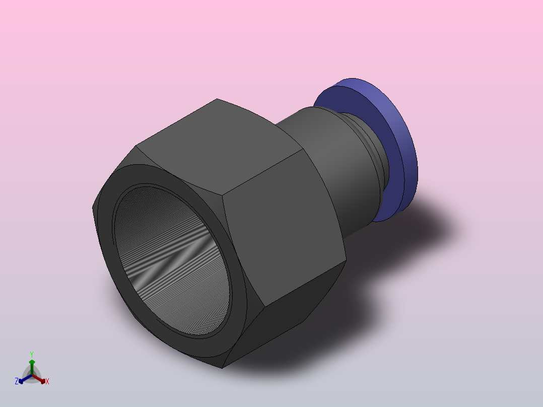 IPCF-N 内螺纹直通-NPT螺纹_IPCF5∕16-NO3正等轴测图