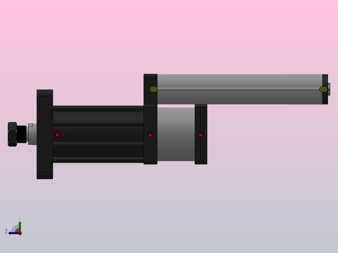 MPT-30T系列标准型[MPT-150-200-5-30T-M1-S1-0°]可调型气压增压缸右视图