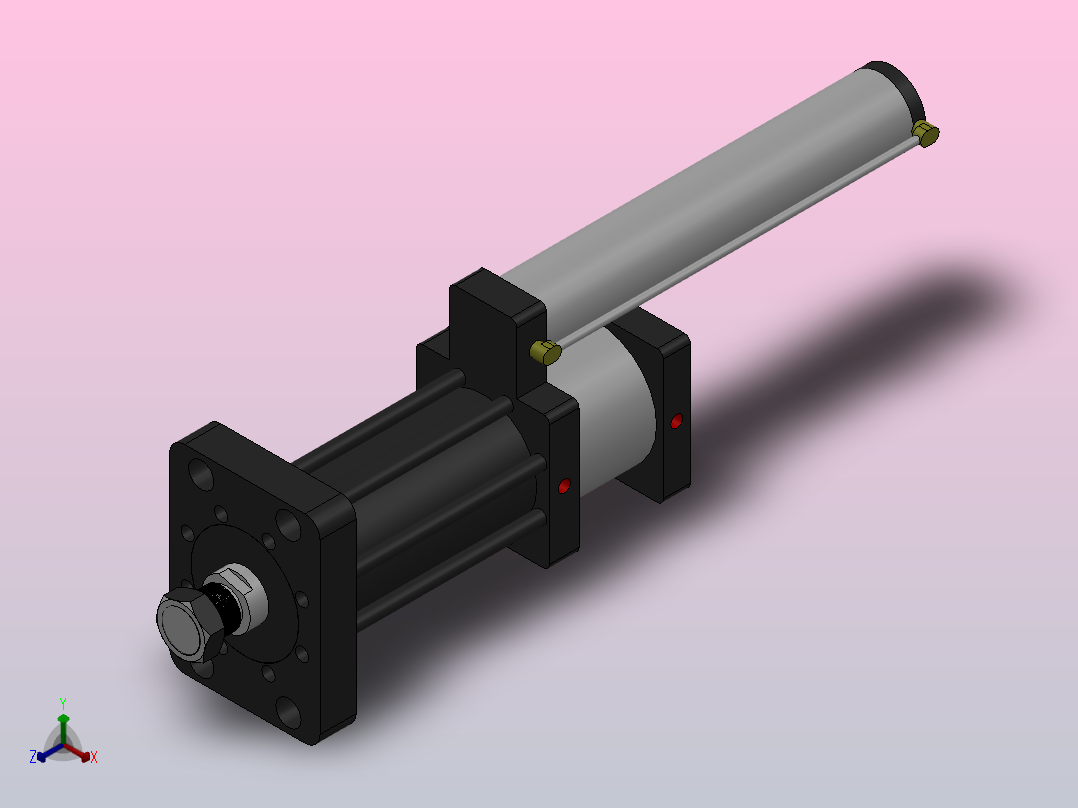 MPT-30T系列标准型[MPT-150-200-5-30T-M1-S1-0°]可调型气压增压缸正等轴测图