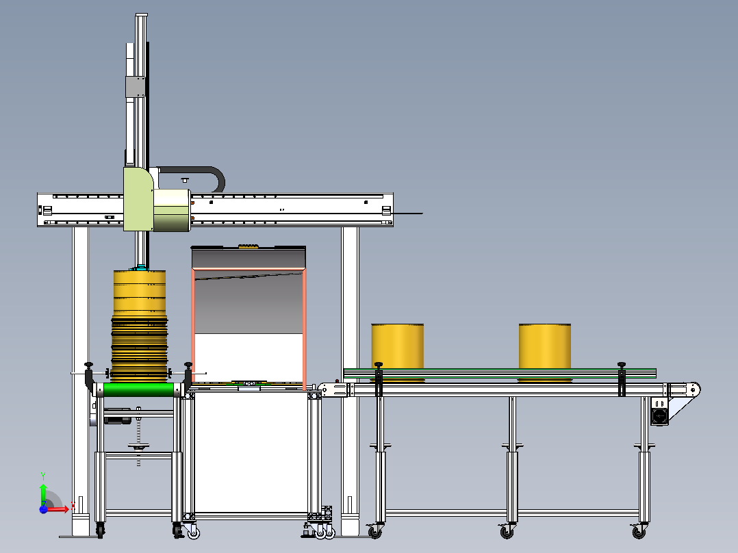 坐标机械手图纸自动上下料3d图纸前视图