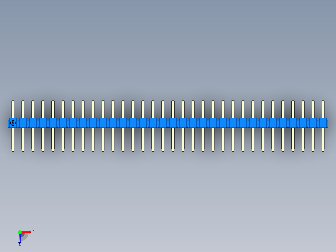 彩色公排针 100mil 2.54mm 系列-DS1022_blue_2x32p_100mil_TypeD_rev1.0俯视图