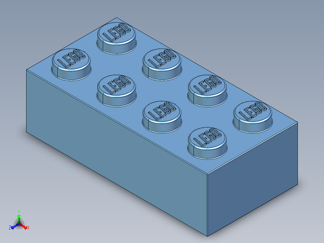 乐高套装 4421基本积木-4205058 - 3001 Medium Blue Brick 2 x 4.STEP正等轴测图