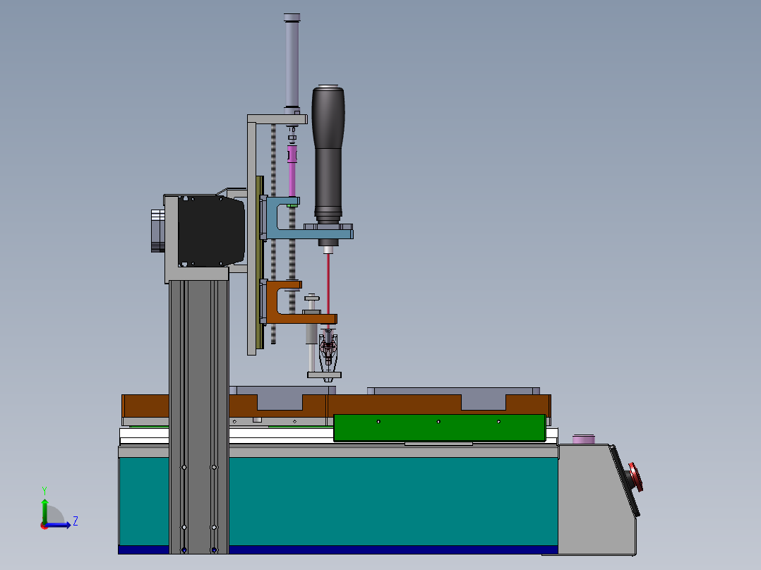 桌面式锁螺丝机（sw22可编辑+工程图）左视图